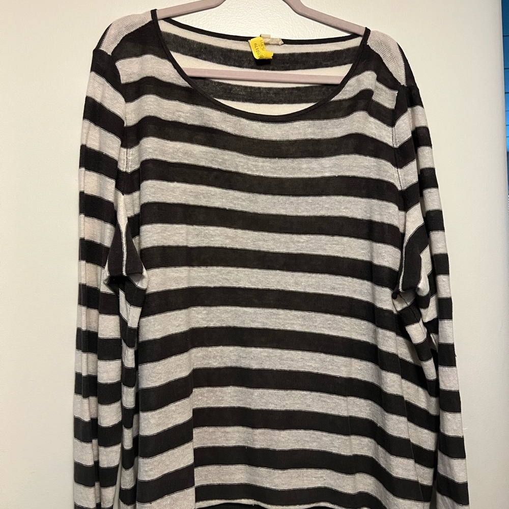 Eileen Fisher Black and White Crew Neck Sweater